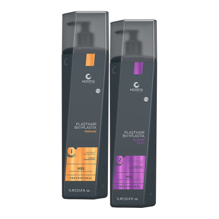 Honma Tokyo Haarmasker / Haarverzorging - Voor dik en gekruld blond haar te stylen - PlastHair Premium - Passion Fruit - Stap 1 & 2 - 1000 ml