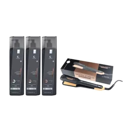 Honma Tokyo Coffee Premium Keratine Set + Brazilicious Titanium & Gold Stijltang