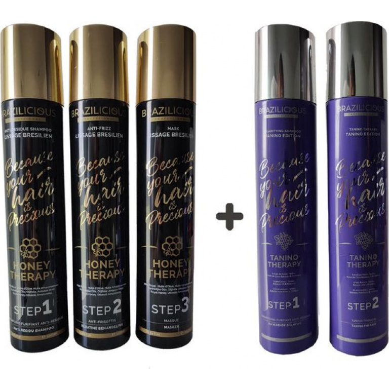 BraziliCious Tanino Therapy 2x1000ml & BraziliCious Keratine Honey Therapy 3x1000ml