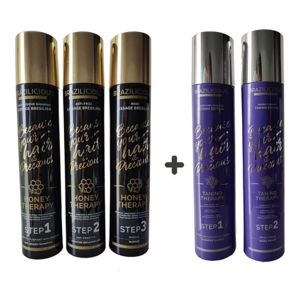 BraziliCious Tanino Therapy 2x1000ml & BraziliCious Keratine Honey Therapy 3x1000ml