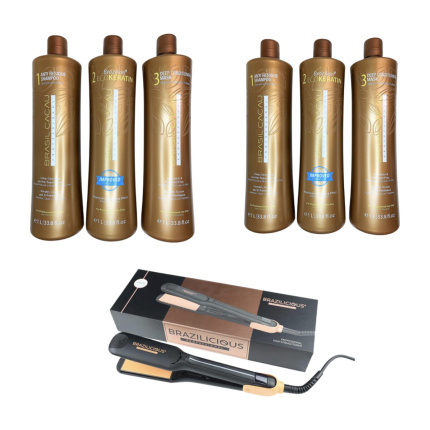 Cadiveu Brasil Cacau Ecokeratin 2 x 3000 ml = Gratis Professionele StijlTang Van BraziliCious 250°G