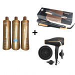 Cadiveu Brasil Cacau Ecokeratin +Titanium & Gold 48K Therapy 250 º +Brazilicious Vulcano TherapyHaardroger