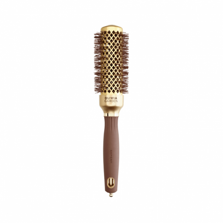 Olivia Garden Expert Blowout Borstel Straight Wavy Bristle Gold&Brown Brush Ø30mm