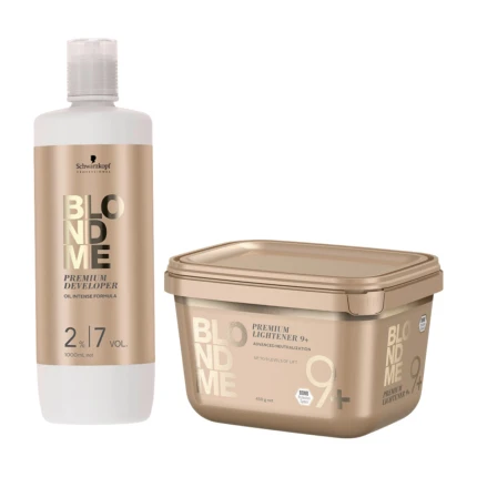Schwarzkopf BlondMe Colors Premium Developer 2% – 1000 ml & Schwarzkopf BLONDME Bond Enforcing Premium Lightener 9+ 450g