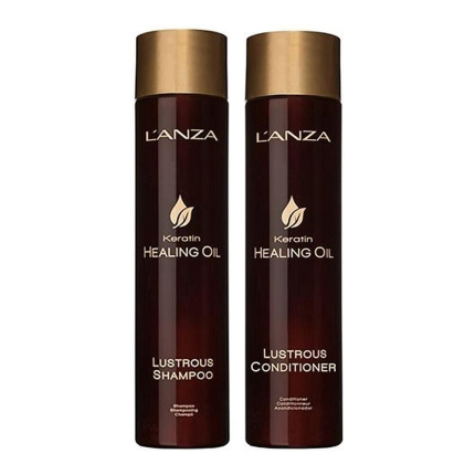 L'ANZA Keratin Healing Oil Duo - Lustrous Shampoo 300ml & Lustrous Conditioner 250ml