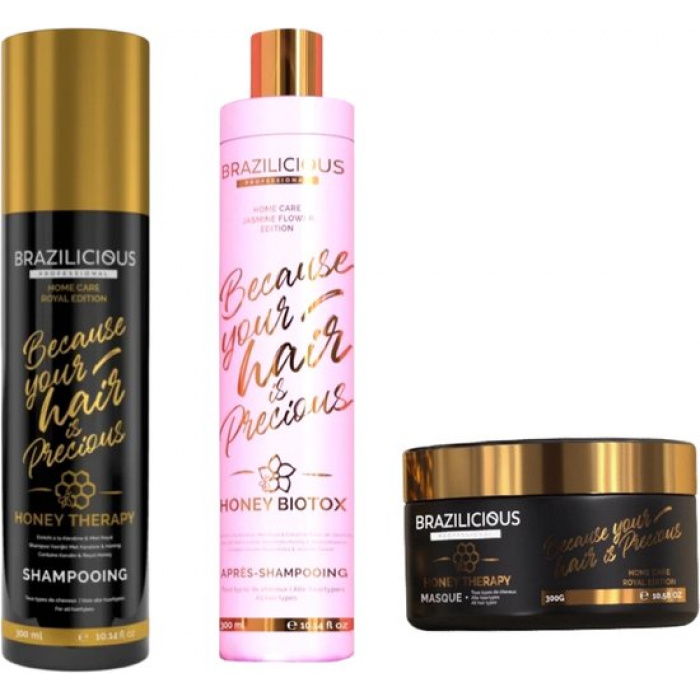 Brazilicious Honey Shampoo & Conditioner & masker 3x250ml - Afbeelding 1