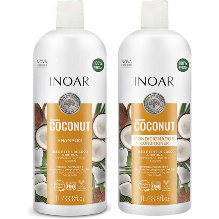 Inoar Coconut Shampoo & Conditioner 1000 ML - Onderhoud keratine behandeling