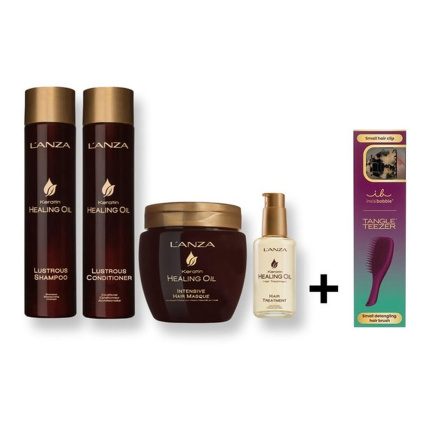 L’ANZA Keratin Healing Oil Lustrous Care Set 810 ml + Tangle Teezer