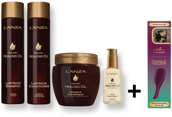 550x375 L'ANZA Keratin Healing Oil Lustrous Care Set - 300+250+210+50ml + Tangle Teezer Hair Brush - Afbeelding 1