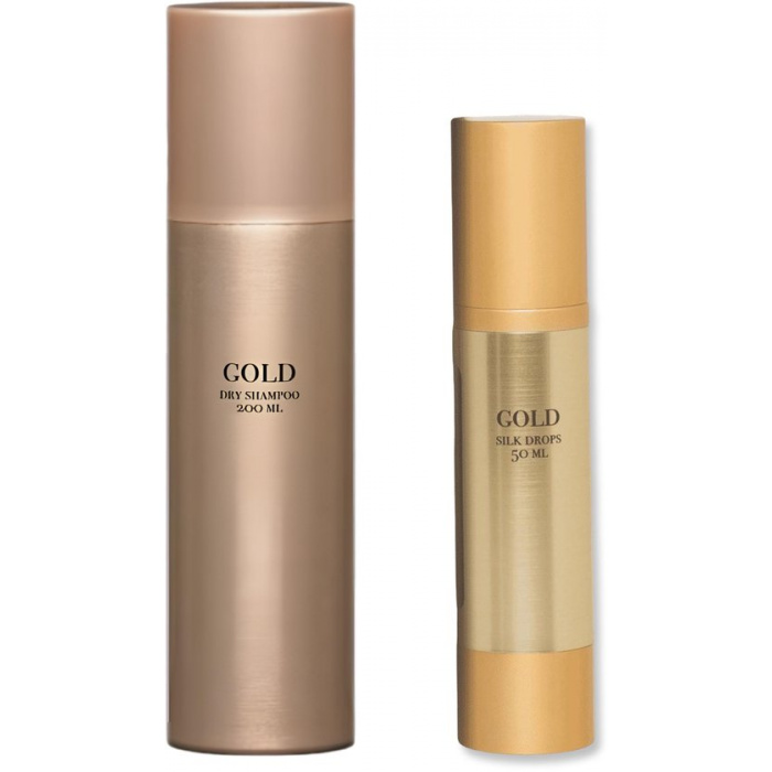 Gold Silk Drop – Luxe Verzorging voor je Haar 100ml & GOLD Professional Haircare Dry Shampoo 200 ml - Afbeelding 1