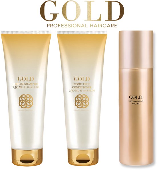 550x596 GOLD DREAM SHAMPOO /// & /// COME TRUE CONDITIONER 250 ML // & // Gold Dry Shampoo 200 ml - Afbeelding 1