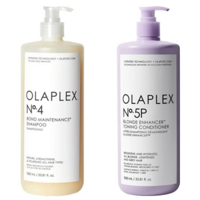 Olaplex CombiDeal - No.4 Bond Maintenance Shampoo 1 L 1000 ml & No.5P Blonde Enhancer Toning Conditioner 1000 ml