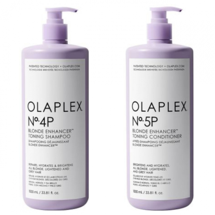 Olaplex CombiDeal - No.4P Blonde Enhancer Toning Shampoo 1000 ml & No.5P Blonde Enhancer Toning Conditioner 1000 ml - Afbeelding 1