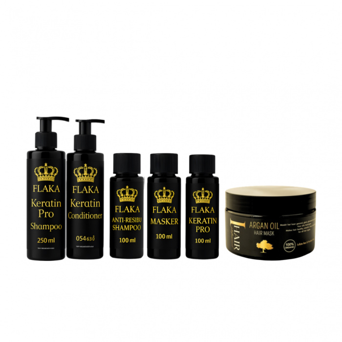 FlaKa Keratin Pro 100ml – Organische Keratinebehandeling voor Glad & Glanzend Haar & Shampoo & Conditioner na Keratinebehandeling & Masqué - Afbeelding 1