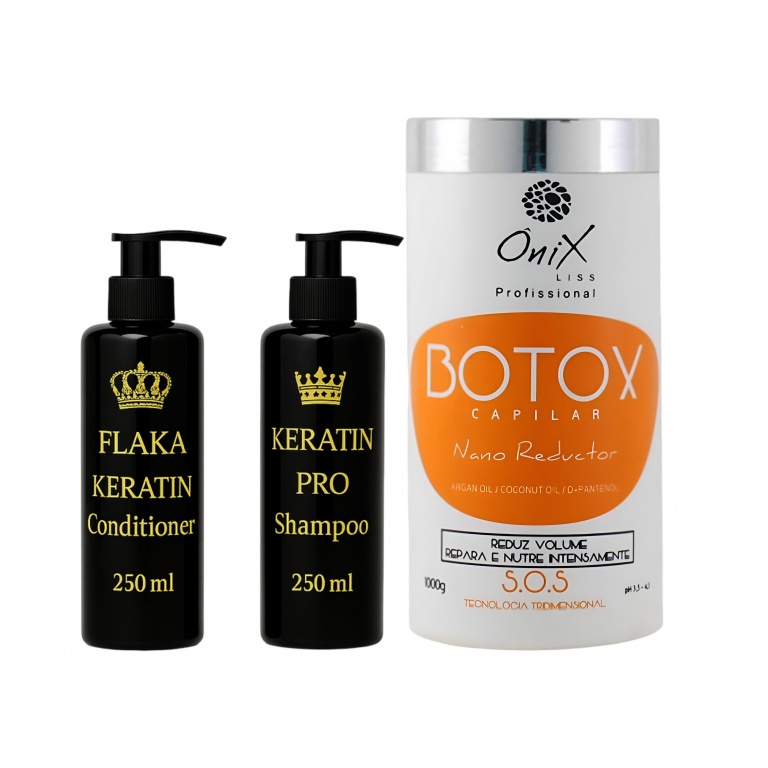 Onix Botox capilar Nano Reductor 1000 ml & Flaka Keratin Set – Professionele Verzorging