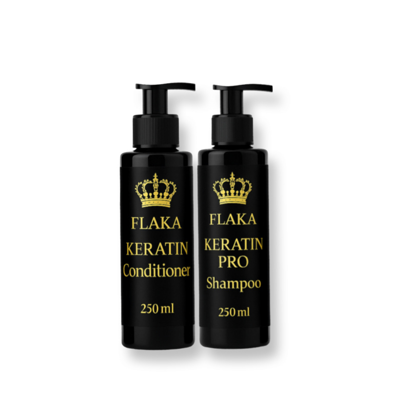 Flaka Keratin Pro Shampoo 250 ml & Conditioner 250 ml na Keratine-, Botox- en Proteïnebehandeling