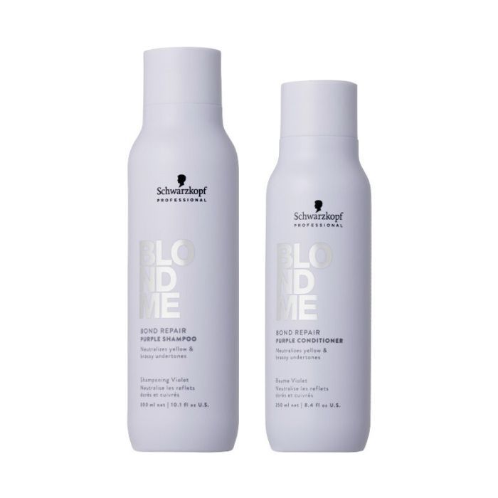 bundel_schwarzkopf_blondme_purple_duo Schwarzkopf BlondMe Bond Repair Purple Shampoo 300ml + Conditioner 250ml - Afbeelding 1