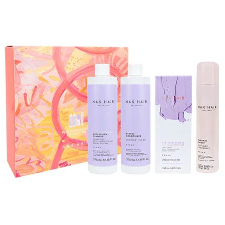 NAK Hair Platinum Blonde Quad Pack – Zilvershampoo, Conditioner & Masker