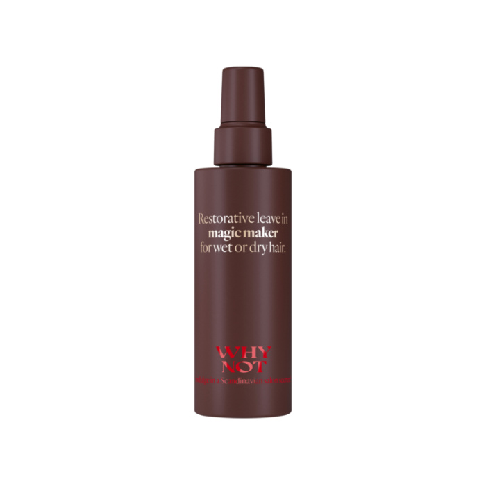 Magic maker 150 ml Multi functional leave in spray with 12 effects for all hair types. Color protection UV protection Heat protection Anti frizz Volumizing Helps to repair split ends Increase manageability Nourishing Enhance the glance Increase styling ease Nourish the hair from root to tip Strenghtens the hair to prevent damage How to use Spray into the hair or in the palm of your hand to apply as a cream. Perfect in both dry and toweldried hair. Code 260500150 Barcode 7350116701609