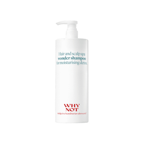 Wonder shampoo 1000 ml 1000 ml Wonder shampoo Detox Calming Stimulate hair growth Color preserving effect A multifunctional shampoo with detoxifying properties — a true spa-like indulgence for both hair and scalp. This rich, creamy formula delivers a high-tech deep-cleansing detox that sweeps away buildup, excess oils, and impurities without ever compromising softness or shine. Each wash feels refreshing and revitalizing, restoring the hair’s natural balance and leaving it beautifully clean, light, and renewed. Infused with rosemary oil, a botanical powerhouse celebrated for its antibacterial and antioxidant benefits, the shampoo helps create an optimal environment for a healthy scalp. Its stimulating properties boost micro-circulation, supporting conditions that can promote hair growth and encourage stronger, more resilient strands over time. It also helps soothe sensitivity by balancing the scalp and reducing itchiness, dryness, dandruff, and unwanted flaking. This is the ideal everyday luxury for anyone seeking a fresh, purified start — hair that feels uplifted, scalp that feels comforted, and a sensorial experience that turns a simple cleanse into something extraordinary. How to use Apply evenly to damp hair and work into a luxurious lather, then rinse thoroughly. Repeat once more for maximum detox benefits. For the perfect finish, follow with any conditioner from WHY NOT to enhance softness, nourishment, and shine.