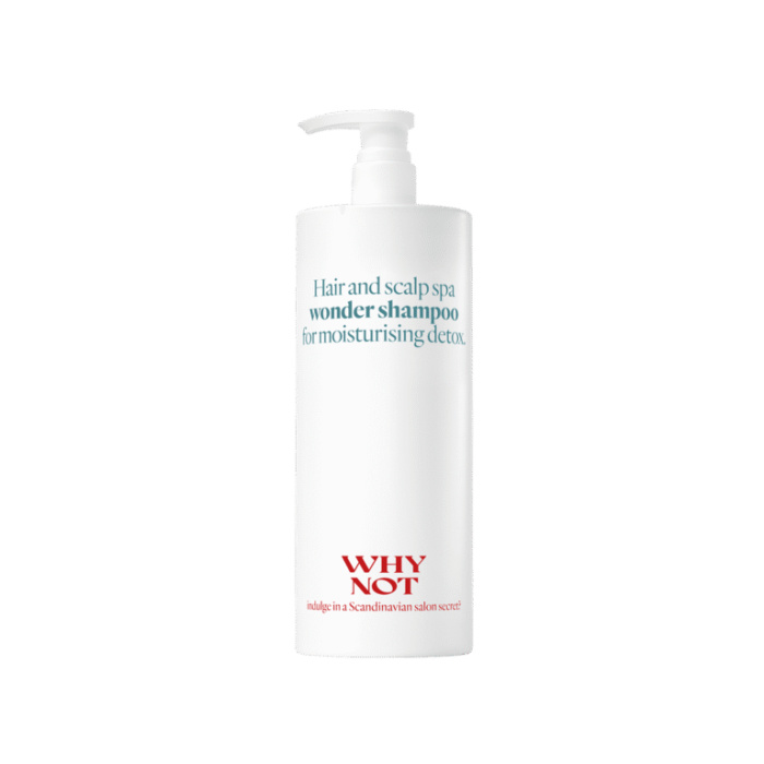 Wonder shampoo 1000 ml 1000 ml Wonder shampoo Detox Calming Stimulate hair growth Color preserving effect A multifunctional shampoo with detoxifying properties — a true spa-like indulgence for both hair and scalp. This rich, creamy formula delivers a high-tech deep-cleansing detox that sweeps away buildup, excess oils, and impurities without ever compromising softness or shine. Each wash feels refreshing and revitalizing, restoring the hair’s natural balance and leaving it beautifully clean, light, and renewed. Infused with rosemary oil, a botanical powerhouse celebrated for its antibacterial and antioxidant benefits, the shampoo helps create an optimal environment for a healthy scalp. Its stimulating properties boost micro-circulation, supporting conditions that can promote hair growth and encourage stronger, more resilient strands over time. It also helps soothe sensitivity by balancing the scalp and reducing itchiness, dryness, dandruff, and unwanted flaking. This is the ideal everyday luxury for anyone seeking a fresh, purified start — hair that feels uplifted, scalp that feels comforted, and a sensorial experience that turns a simple cleanse into something extraordinary. How to use Apply evenly to damp hair and work into a luxurious lather, then rinse thoroughly. Repeat once more for maximum detox benefits. For the perfect finish, follow with any conditioner from WHY NOT to enhance softness, nourishment, and shine.