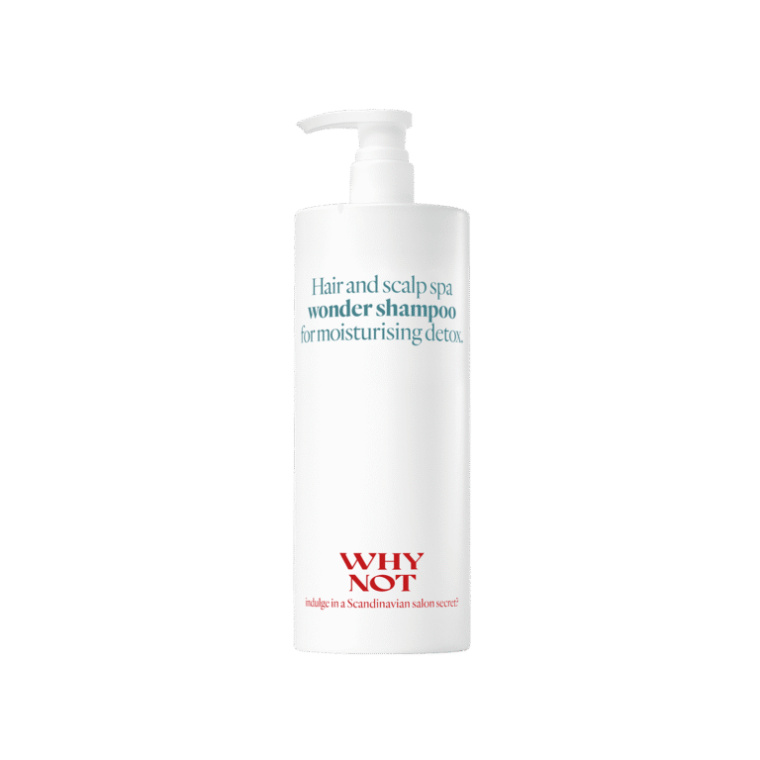 Wonder shampoo 1000 ml 1000 ml Wonder shampoo Detox Calming Stimulate hair growth Color preserving effect A multifunctional shampoo with detoxifying properties — a true spa-like indulgence for both hair and scalp. This rich, creamy formula delivers a high-tech deep-cleansing detox that sweeps away buildup, excess oils, and impurities without ever compromising softness or shine. Each wash feels refreshing and revitalizing, restoring the hair’s natural balance and leaving it beautifully clean, light, and renewed. Infused with rosemary oil, a botanical powerhouse celebrated for its antibacterial and antioxidant benefits, the shampoo helps create an optimal environment for a healthy scalp. Its stimulating properties boost micro-circulation, supporting conditions that can promote hair growth and encourage stronger, more resilient strands over time. It also helps soothe sensitivity by balancing the scalp and reducing itchiness, dryness, dandruff, and unwanted flaking. This is the ideal everyday luxury for anyone seeking a fresh, purified start — hair that feels uplifted, scalp that feels comforted, and a sensorial experience that turns a simple cleanse into something extraordinary. How to use Apply evenly to damp hair and work into a luxurious lather, then rinse thoroughly. Repeat once more for maximum detox benefits. For the perfect finish, follow with any conditioner from WHY NOT to enhance softness, nourishment, and shine.