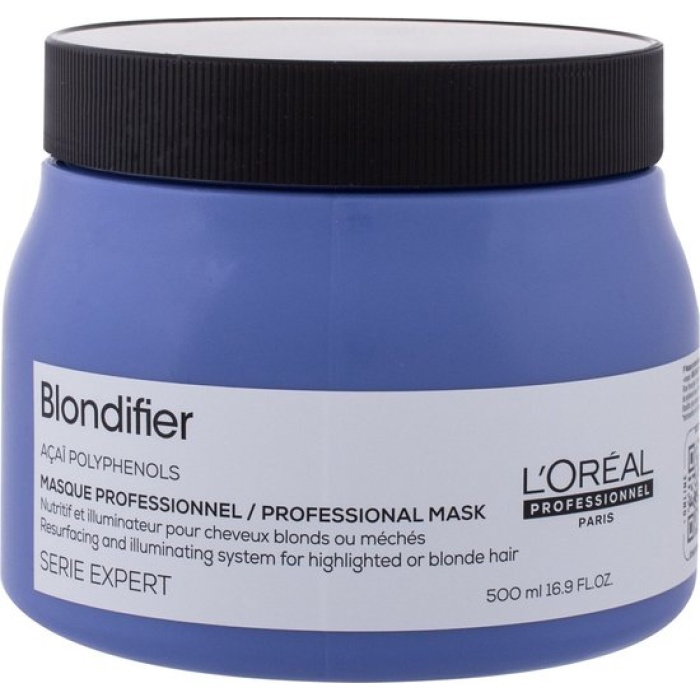 L’Oréal Professionnel - Blondifier - Serie Expert - Blondi Masque 500 ML is een intensieve haarmasker speciaal ontwikkeld voor blond haar. Dit masker voedt en herstelt het haar, terwijl het de blonde kleur versterkt en een stralende glans geeft. Het bevat een unieke formule met acai-bessenextract, dat het haar diep voedt en hydrateert. Daarnaast helpt het masker om de haarvezels te versterken en te beschermen tegen schadelijke invloeden van buitenaf. flaka.be