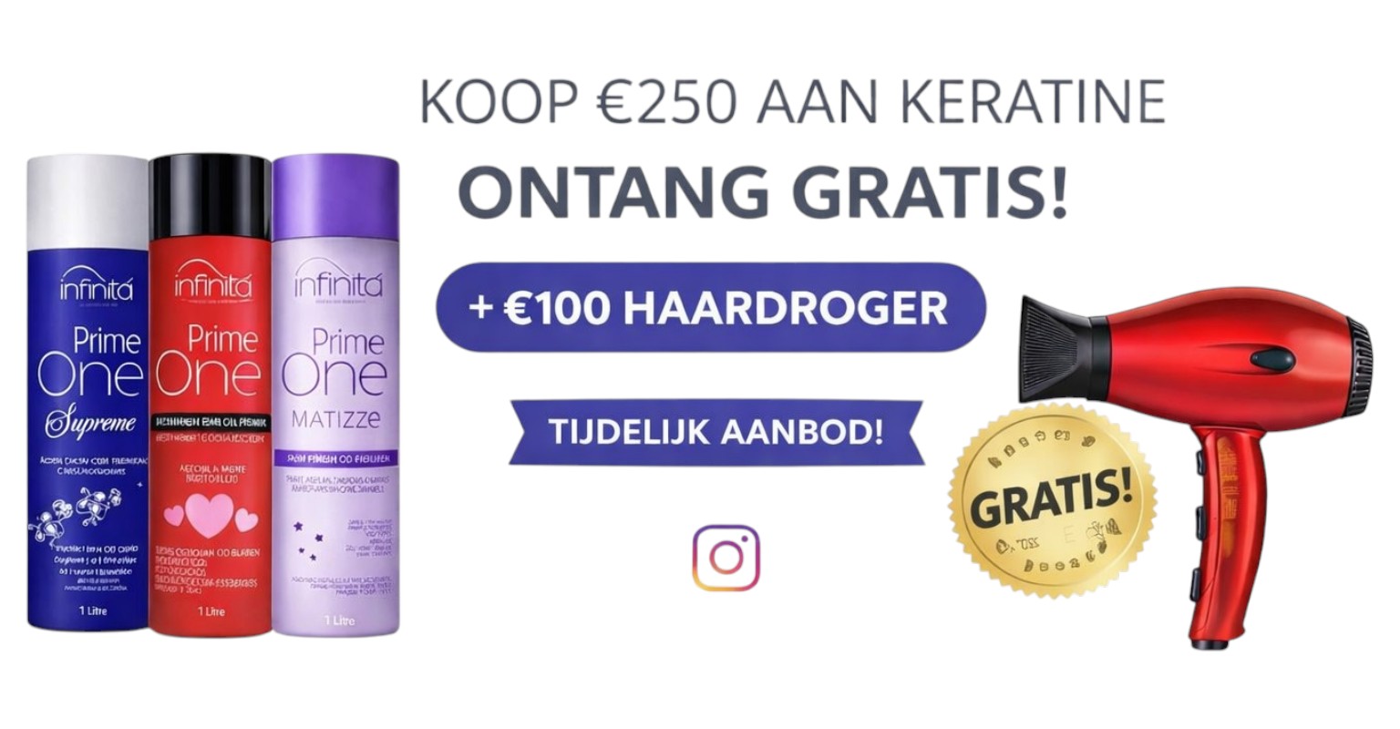 Koop voor €250 aan keratine en ontvang gratis een haardroger t.w.v. €100