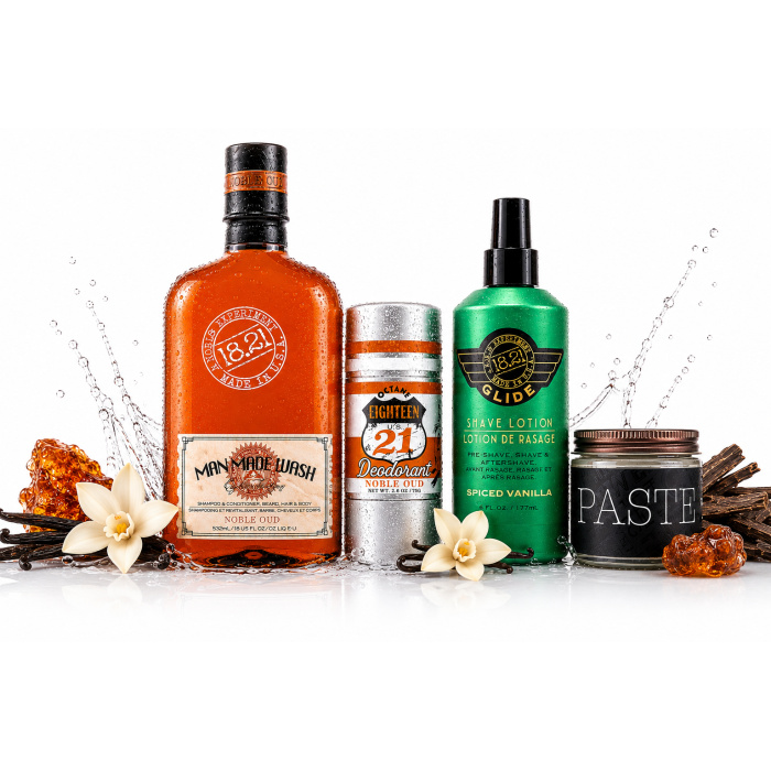 18.21 Man Made Spiced Vanilla & Noble Oud Collection is ontwikkeld voor mannen die houden van luxe, karakter en een verzorgde uitstraling. Deze premium barber collectie combineert haarverzorging, lichaamsverzorging, scheren en styling in één complete routine. De krachtige formules reinigen, hydrateren en verzorgen haar, baard en huid zonder uit te drogen. De unieke geuren van Spiced Vanilla en Noble Oud zorgen voor een warme, mannelijke en langdurige geurbeleving die perfect aansluit bij de moderne gentleman. Van dagelijkse verzorging tot professionele styling — deze collectie biedt alles wat een man nodig heeft voor een frisse, verzorgde en stijlvolle look. ✔ Premium barber kwaliteit ✔ Voor haar, baard, lichaam en styling ✔ Luxe mannelijke geurbeleving ✔ Langdurige frisheid en verzorging ✔ Ideaal voor dagelijks gebruik ✔ Perfect als cadeau voor mannen Ontdek nu de exclusieve 18.21 Man Made collectie bij Flaka.be.