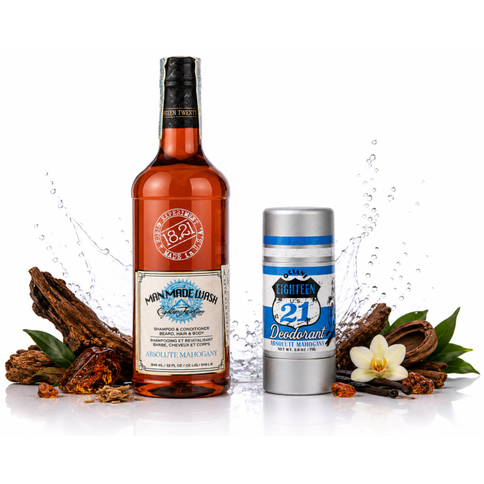 De 18.21 Absolute Mahogany Signature Duo is ontworpen voor mannen die houden van luxe verzorging, een krachtige uitstraling en een exclusieve barbershop-ervaring. Deze premium set combineert de iconische 18.21 Man Made Wash Absolute Mahogany met de bijpassende Absolute Mahogany deodorant voor een complete dagelijkse verzorgingsroutine. De Man Made Wash is geschikt voor haar, baard en lichaam en reinigt intensief zonder uit te drogen. Dankzij de rijke formule blijft het haar zacht, fris en verzorgd terwijl de warme Absolute Mahogany geur zorgt voor een elegante en langdurige geurbeleving. De Absolute Mahogany deodorant biedt langdurige bescherming en sluit perfect aan bij de luxe geur van de wash. De combinatie van frisse accenten, warme houttonen en premium barbershop vibes maakt deze set ideaal voor moderne mannen die kwaliteit en uitstraling belangrijk vinden. Perfect als luxe cadeaupakket, professionele grooming set of dagelijkse verzorging voor mannen die houden van exclusieve producten. Voordelen: • Luxe mannenverzorging • Geschikt voor haar, baard en lichaam • Langdurige frisse geur • Premium Absolute Mahogany parfum • Professionele barbershop uitstraling • Ideaal als cadeaupakket • Hoogwaardige grooming experience Bestel nu exclusief bij Flaka.be en ervaar de premium wereld van 18.21 Man Made. SEO Zoekwoorden: 18.21 Absolute Mahogany 18.21 deodorant 18.21 shampoo 18.21 grooming set Luxury barber products Premium mannen verzorging Barbershop producten 18.21 cadeaupakket 18.21 Man Made Wash Flaka.be grooming