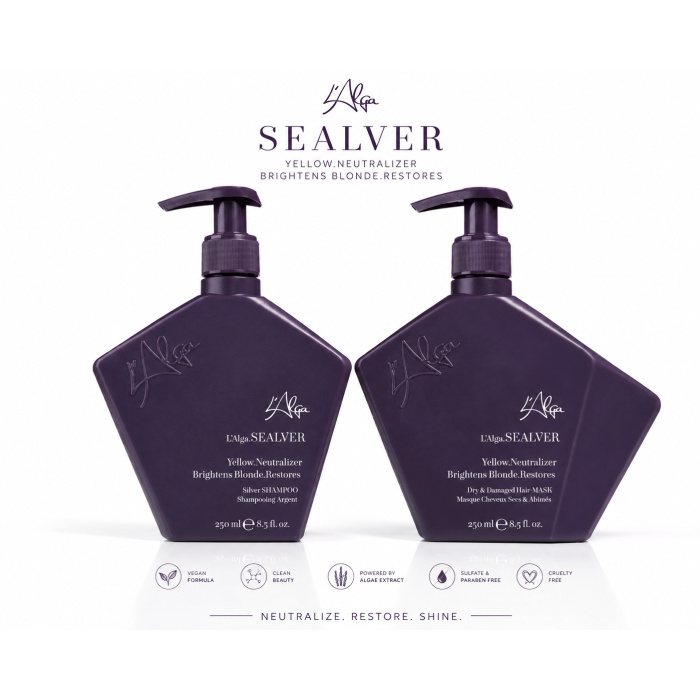 L’Alga Sealver Silver Shampoo & Mask – Gele Neutralizer voor Blond, Grijs & Geblondeerd Haar flaka.be