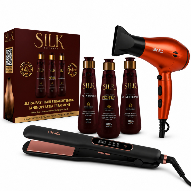Vitta Gold Silk Express Tanino Fusion Protein Treatment Kit 3x200ml + Stijltang en Haardroger