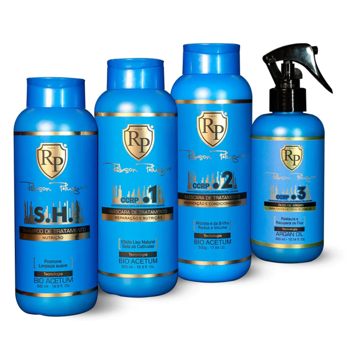 Capillary Schedule Robson Peluquero acts on the wires reconstructing the hair fiber internally and externally. It has Bio Acetum technology thus neutralizing the rubbery effect of the threads and developing shine, softness, silosity and its natural elasticity, creates a protective film extending the treatment effect for longer and all in just 4 steps. How to Use: Pre Blonding: Wash hair with clarifying shampoo. Apply step 1 for 10-20 min. Rinse. Apply step 2 for 10-20 min. Rinse. Apply step 3, detangle & style as needed. Post Blonding: 5ML step 1, 10ML step 2, and 5ML of step 3, mix all together and apply on double processed hair before toning. Contains: -1 Robson Peluquero CCRP Treatment Shampoo 500ml -1 Robson Peluquero CCRP Step 1 Treatment Mask 500ml -1 Robson Peluquero CCRP Step 2 Treatment Mask 500ml -1 Robson Peluquero CCRP Step 3 Argan Oil 300ml flaka.be