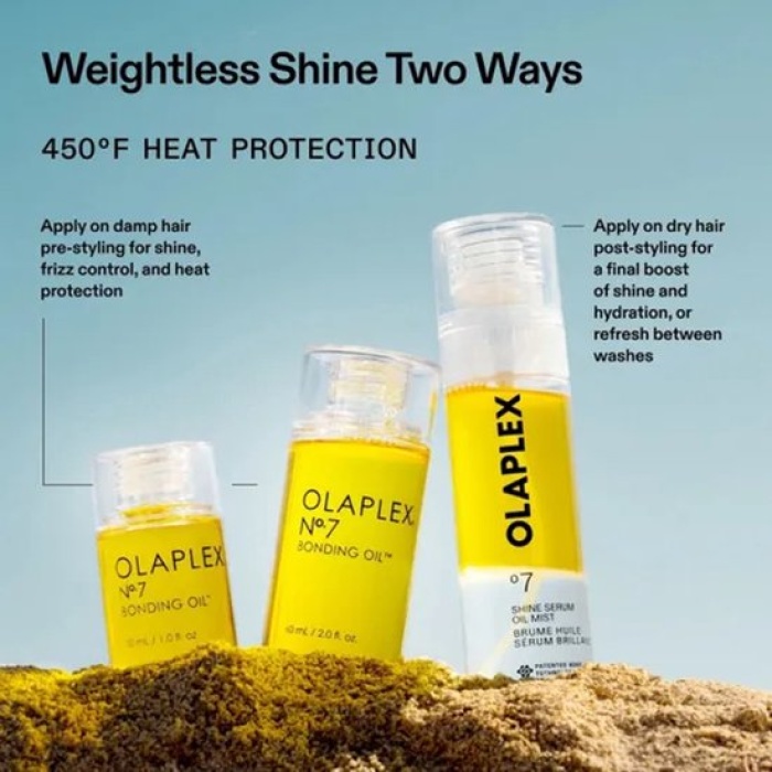 Ontdek Olaplex Nº.7 Shine Serum Oil Mist 80 ml bij flaka.be, een professionele haarolie in sprayvorm die zorgt voor intense glans, een zijdezachte finish en een gezonde uitstraling. De lichte formule helpt pluis te verminderen, ondersteunt de haarstructuur en beschermt het haar tijdens het föhnen en stylen met hittetools. Geschikt voor alle haartypes, inclusief gekleurd, geblondeerd en beschadigd haar. Ideaal voor dagelijks gebruik zonder het haar te verzwaren. Kies voor professionele haarverzorging van flaka.be en geniet van langdurige glans, een gladde finish en gezond uitziend haar met Olaplex Nº.7 Shine Serum Oil Mist.