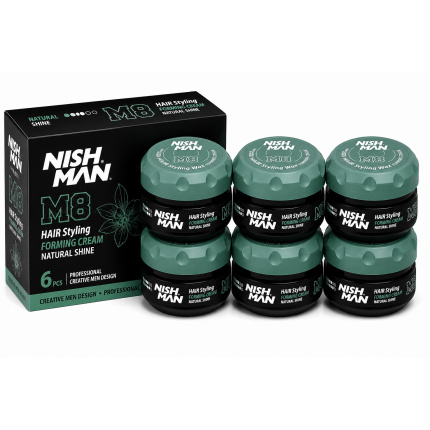 Nish Man M8 Forming Cream Hair Styling Wax Natural Shine – 6 x 100 ml
