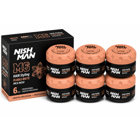 Nish Man M6 Pliable Matte Hair Styling Wax Inca Inchi – 6 x 100 ml