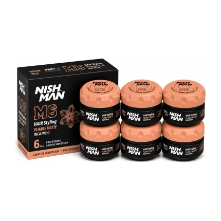 Nish Man M6 Pliable Matte Hair Styling Wax Inca Inchi – 6 x 100 ml