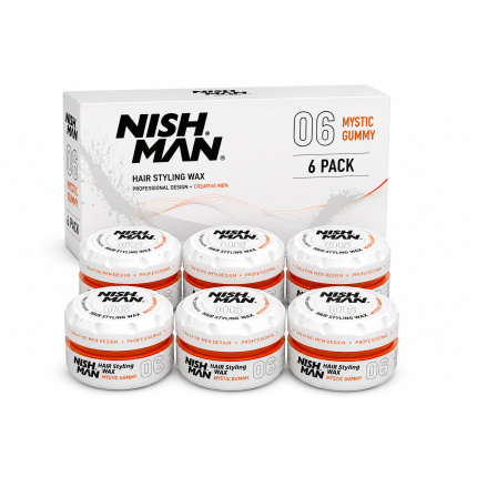 Nishman 06 Mystic Gummy Hair Styling Wax – 6-Pack – Professionele Styling Wax