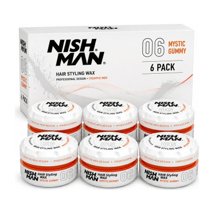 Nishman 06 Mystic Gummy Hair Styling Wax – 6-Pack – Professionele Styling Wax