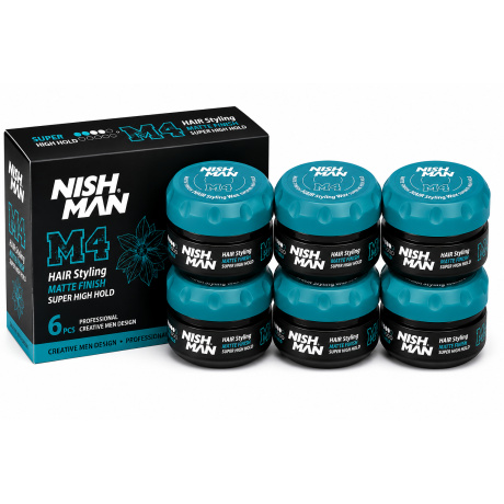 Nish Man M4 Matte Finish Hair Styling Wax Super High Hold – 6 x 100 ml