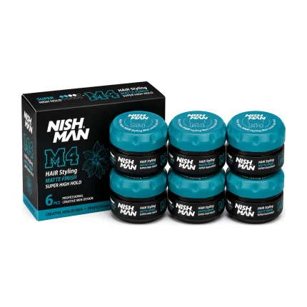 Nish Man M4 Matte Finish Hair Styling Wax Super High Hold – 6 x 100 ml
