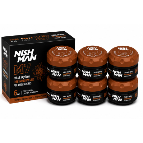 Nish Man M7 Defining Paste Hair Styling Wax Flexible Fixing – 6 x 100 ml