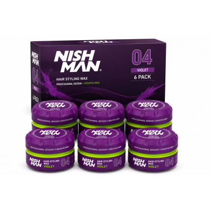 Nishman 04 Violet Hair Styling Wax – 6-Pack – Professionele Styling Wax