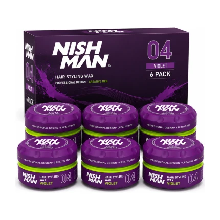 Nishman 04 Violet Hair Styling Wax – 6-Pack – Professionele Styling Wax