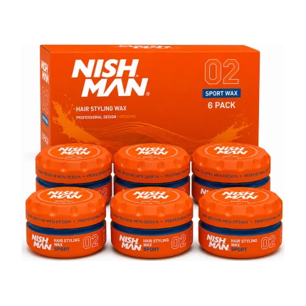 Nishman 02 Sport Hair Styling Wax – 6-Pack – Professionele Styling Wax