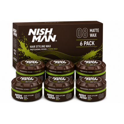 Nishman 08 Matte Hair Styling Wax – 6-Pack – Professionele Matte Wax