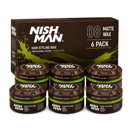 Nishman 08 Matte Hair Styling Wax – 6-Pack – Professionele Matte Wax