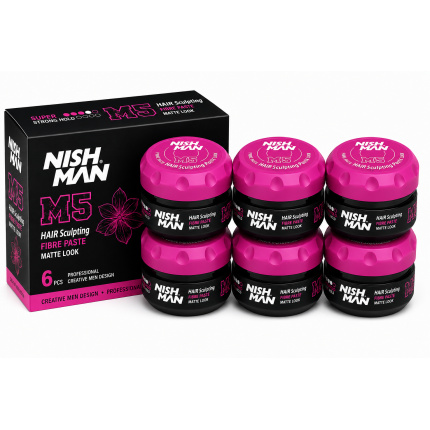 Nish Man M5 Fibre Hair Sculpting Paste Matte Look – 6 x 100 ml