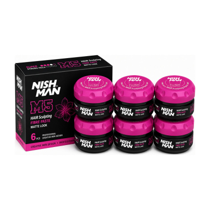 Nish Man M5 Fibre Hair Sculpting Paste Matte Look – 6 x 100 ml