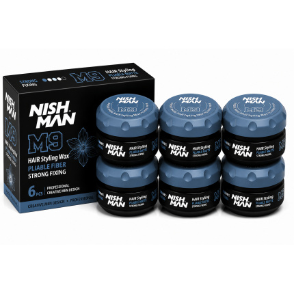 Nish Man M9 Pliable Fiber Hair Styling Wax Strong Fixing – 6 x 100 ml